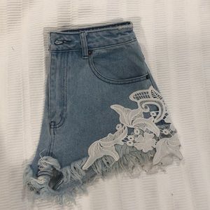 Laced High Waisted Denim shorts